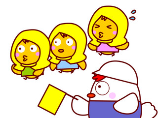 避難訓練するひよこ © twomoons