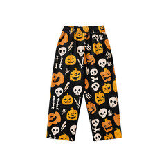 Children's Halloween Pajama Pants with Pumpkin and Skull Design