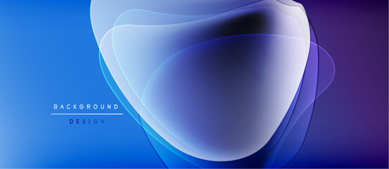 Abstract blue design features layered shapes, smooth gradients. Modern background evokes fluidity, calmness, visual appeal.
