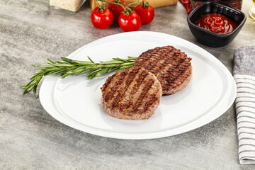 Grilled two beef burger cutlet