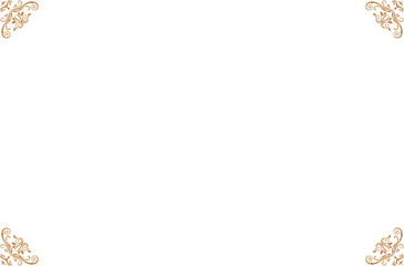 Elements of ornate vintage frames. Border gold on white classic calligraphy swirls, floral motifs. Design print for greeting cards, wedding invitations, restaurant menu, royal certificates. Set 528
