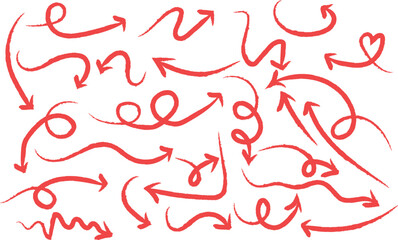 Hand drawn red arrow icon set. Vector up arrows. Mark point icon design collection for business and education design element.