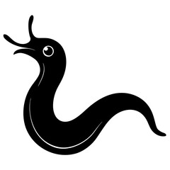 Obraz premium Discover the sleek silhouette of a flatworm, a captivating black vector illustration perfect for biology enthusiasts, educational resources, or design projects.
