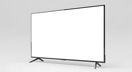 Modern Flat Screen TV with Blank White Screen