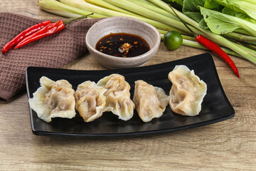Asian steamed dumplings with meat