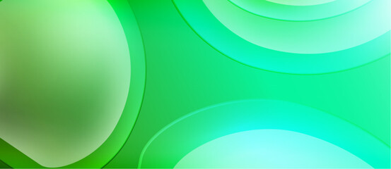Abstract background features overlapping circles, varying shades green. Smooth gradients create depth, modern aesthetic.