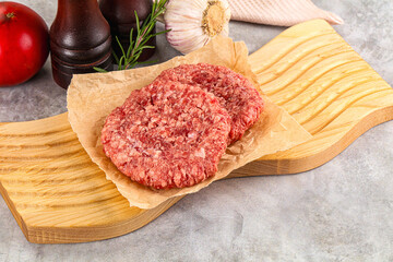 Raw round beef cutlet minced meat