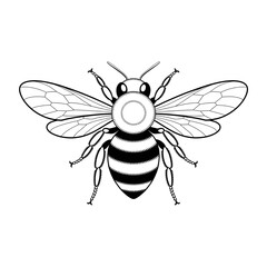 bee on white background coloring page 