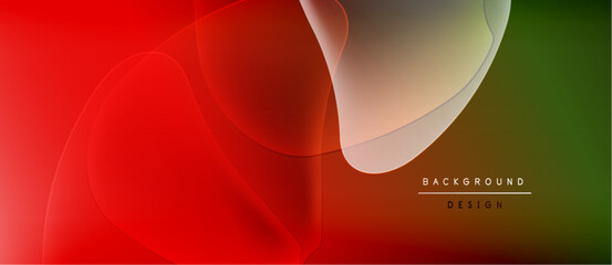 Abstract fluid shapes blend, creating vibrant red, green gradients. Modern design with smooth transitions, elegant composition.