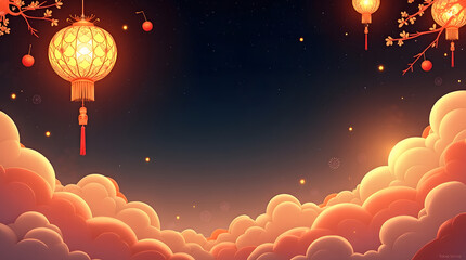 Night themed Mooncake festival banner illustration. To commemorate and celebrate the end of the autumn harvest