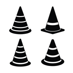 Traffic cone Minimalist Silhouette Vector Set Bold Solid Icons for UI Web and Print