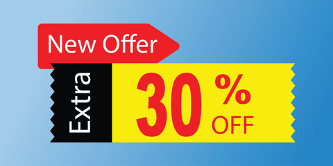 30% Off Sale Vector Illustration with Bold Discount Label and Promotional Design Template