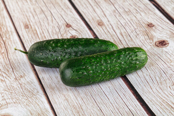 Ripe green raw two cucumbers