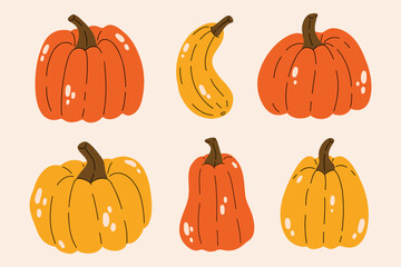 Hand draw pumpkin different set.