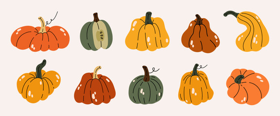 Hand draw pumpkin different set.