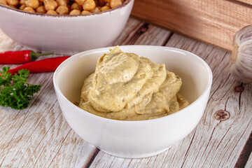 Natural organic homemade chickpea hummus