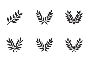 set of olive branches silhouette vector illustration
