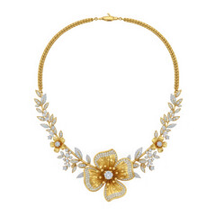Obraz premium Floral gold diamond necklace jewelry fashion isolated on transparent background