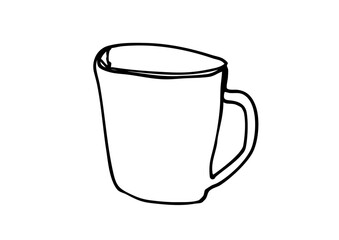 ゆるい線画のコーヒーカップのイラスト