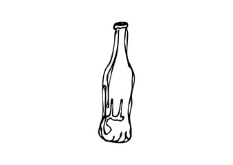 ジュースの瓶の手描き線画イラスト