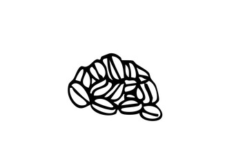 コーヒー豆の手描き線画イラスト