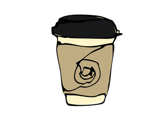 ゆるい線画のテイクアウトコーヒーのイラスト
