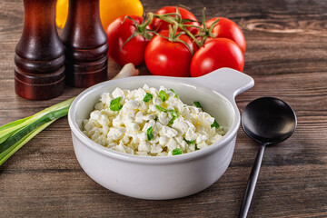 Cottage cheese with green onion