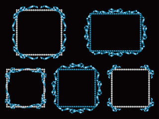 リボン、パールF、5水色B