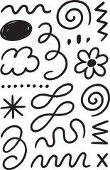 Collection of Hand-Drawn Scribbles and Doodles