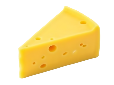 Single Slice of Yellow Cheese with Holes  isolated on a transparent background - Powered by Adobe