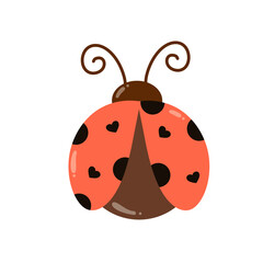 Cute Orange Ladybug with Heart Spots
