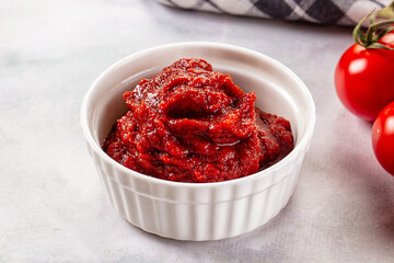 Red organic fresh tomato paste