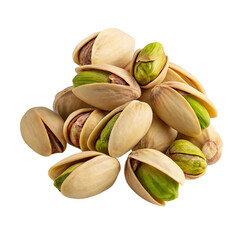 Fresh green pistachios with open shells arranged on black background, healthy snack option