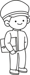 A line drawing image of a boy in a school uniform