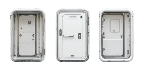 Aircraft cabin doors isolated on a transparent background