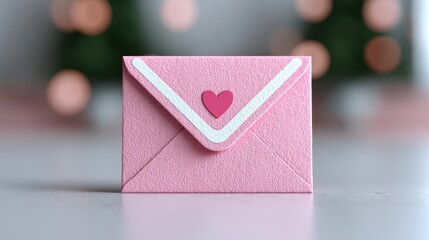 Pink envelope with heart seal embodies kawaii love for special messages and greetings on any occasion with a cheerful touch. Valentine's Day