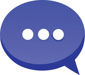 A vibrant blue speech bubble with three white dots inside signifying ongoing conversation or typing activity in digital communication