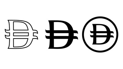 Set of Dirham currency symbol icons in clean vector style. Includes outline, solid, and circled versions. Perfect for financial apps, Islamic banking, forex, and digital payment designs.