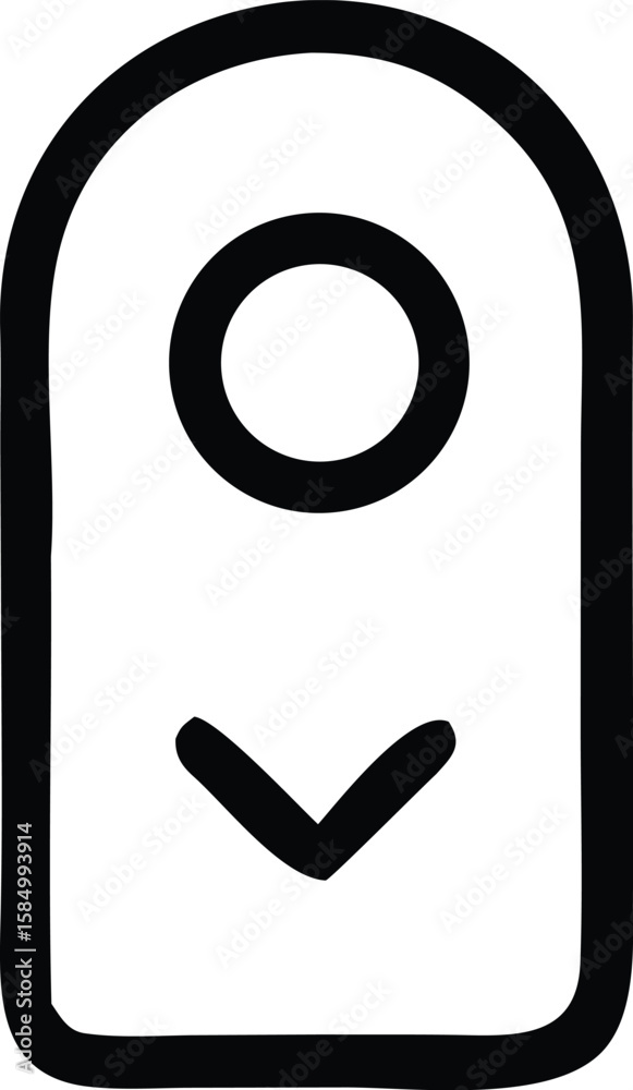 Poster simple black outline of a wi fi signal icon with a downward pointing arrow within a rounded rectangl