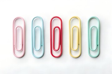 Row of Vibrant Colorful Paper Clips