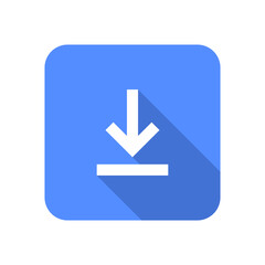 Download Button Icon in Flat Style with Long Shadow
