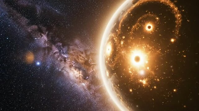 Explore the cosmos with a new planet amidst a vibrant galaxy, a captivating scene for astronomy enthusiasts and cosmic explorations, with stellar elements.