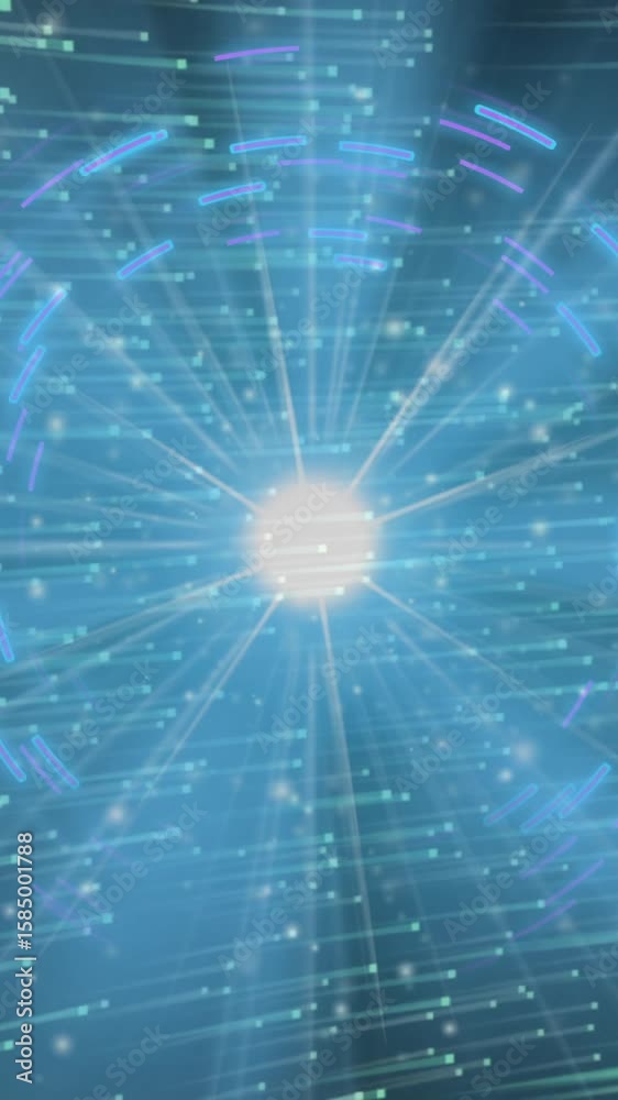 Poster animation showing glowing circular pattern with radiating lines in blue tones