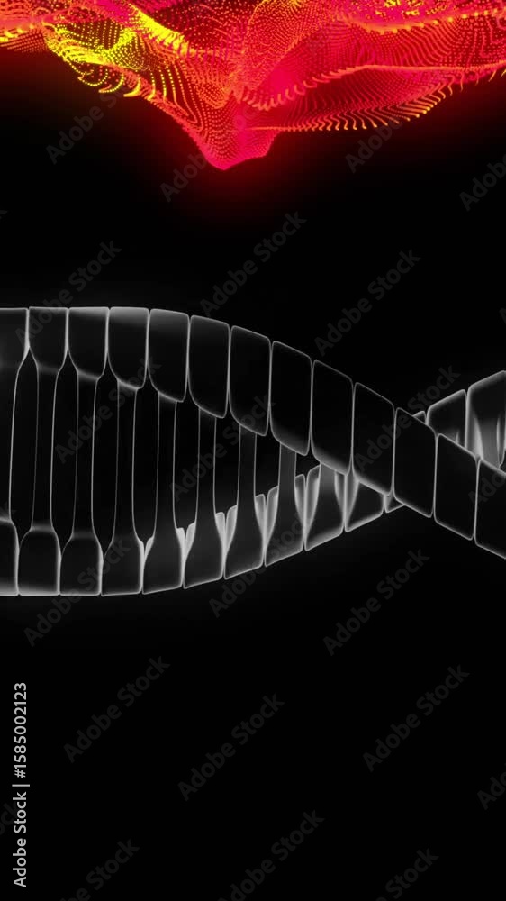 Wall mural dna strand and neural network animation over black background