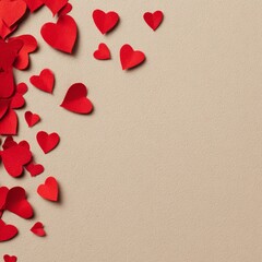 Red Hearts on Beige Surface for Romantic and Holiday Themes