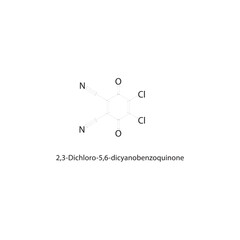 Fototapeta premium 2,3-Dichloro-5,6-dicyanobenzoquinone skeletal structure. halogen quinone compound schematic illustration. Simple diagram, chemical formula.