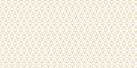 Elegant seamless geometric pattern with interlocking gold lines on a white background. A refined design ideal for luxury packaging, wallpapers, and decorative projects.