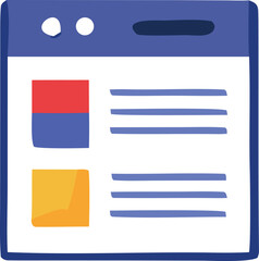 Obraz premium Simple cartoon illustration of a website interface with a navigation bar content blocks and text placeholders