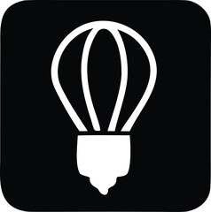 Obraz premium A simple white silhouette of a hot air balloon with a light bulb base against a black background