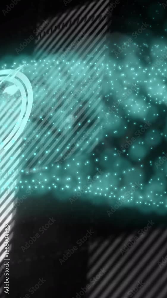 Poster Digital data points forming abstract shape with numerical animation over dark background